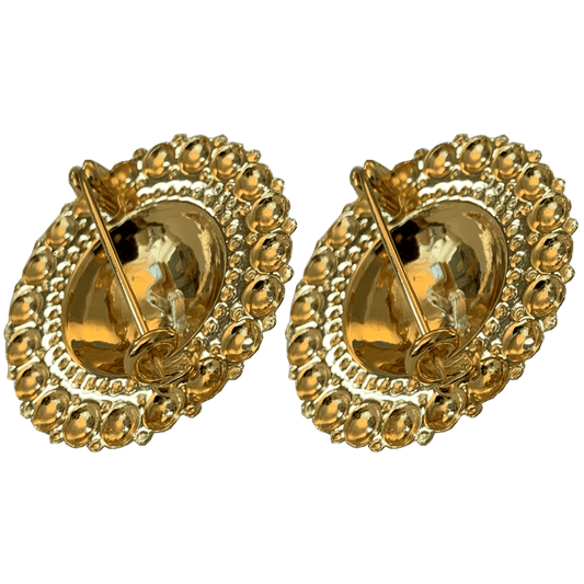 Borenåler 25 mm med raud stein, forgylt/kvit 057507 - Bjerveur.noBorenåler 25 mm med raud stein, forgylt/kvit 057507