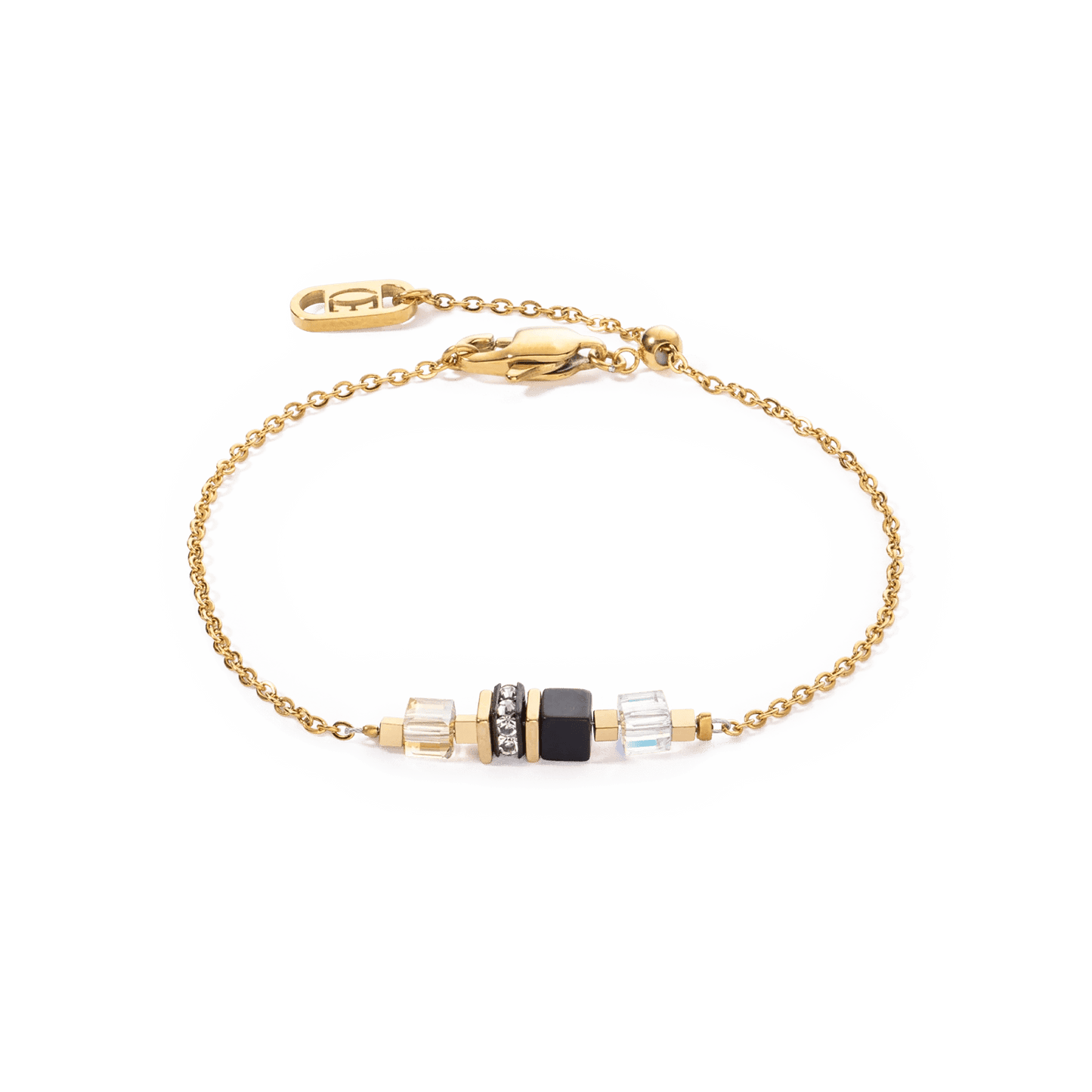 Bracelet Mini Cubes & Chain gold - black 5076301316 - Bjerveur.noBracelet Mini Cubes & Chain gold - black 5076301316