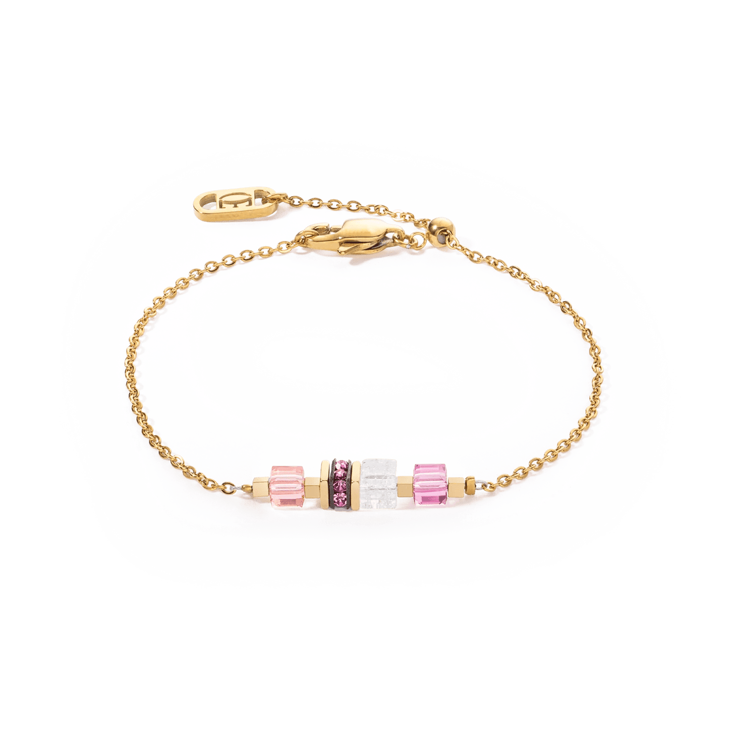 Bracelet Mini Cubes & Chain gold - pink 5076301916 - Bjerveur.noBracelet Mini Cubes & Chain gold - pink 5076301916