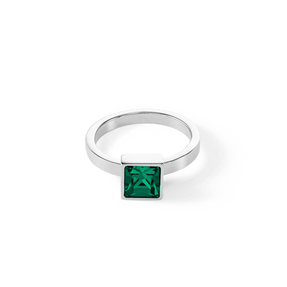 Brilliant Square stor ring sølv mørkegrønn 050040054852 - Bjerveur.noBrilliant Square stor ring sølv mørkegrønn 050040054852