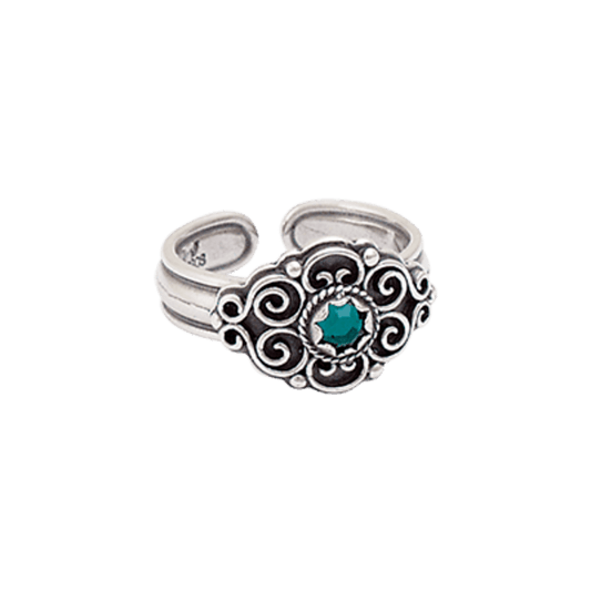 Bunadsring med grøn stein, oksidert 377108 - Bjerveur.noBunadsring med grøn stein, oksidert 377108