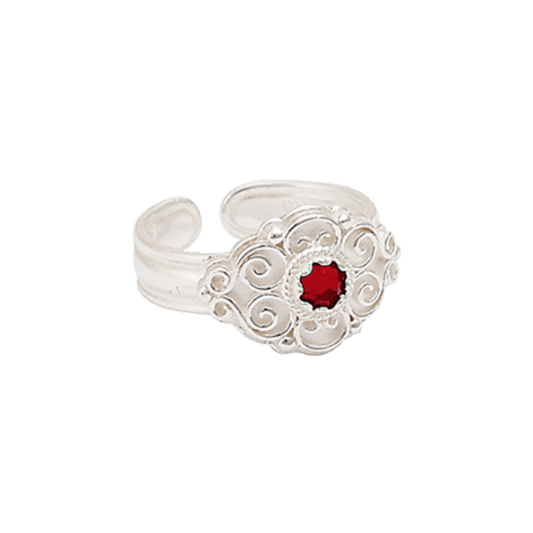 Bunadsring med raud stein, kvit 377407 - Bjerveur.noBunadsring med raud stein, kvit 377407