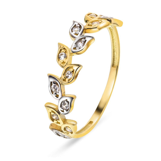 Ring i hvitt og gult gull med zirkonia blader 4,5 mm, bilde 1 av 3