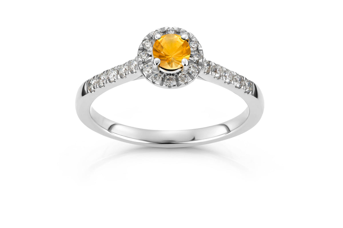 Svolder ring i 585 gull med diamanter og citrin 0,26 ct, bilde 1 av 2