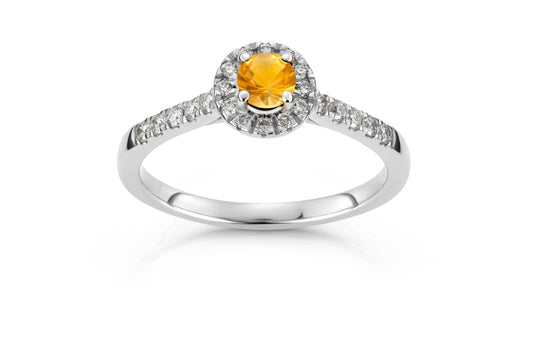 Svolder ring i 585 gull med diamanter og citrin 0,26 ct, bilde 1 av 2