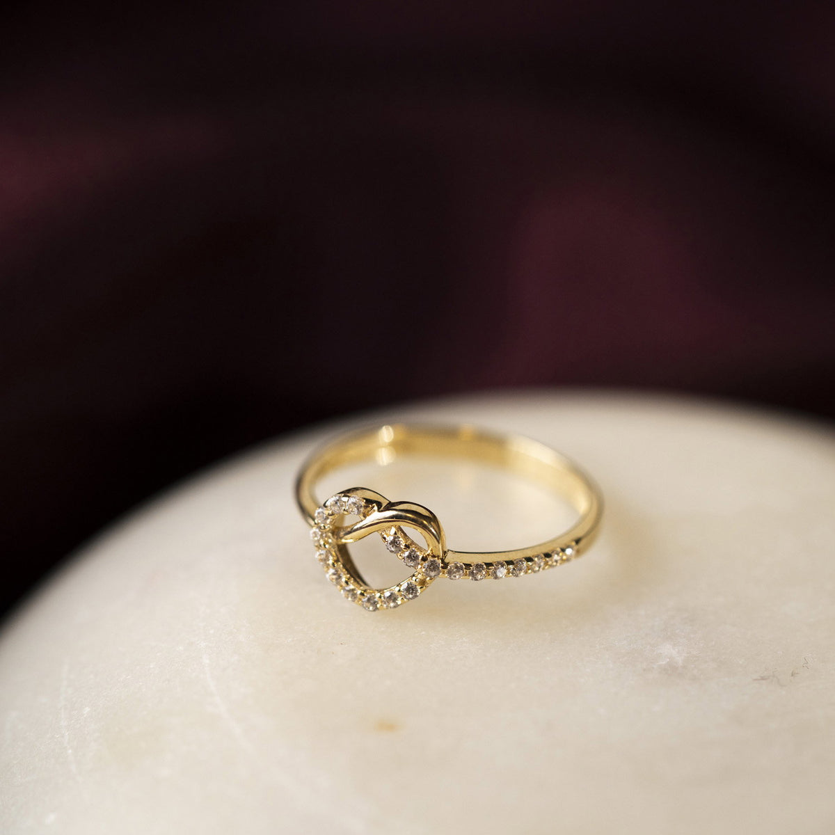 Ring i gult gull med zirkonia for dame, bilde 3 av 3