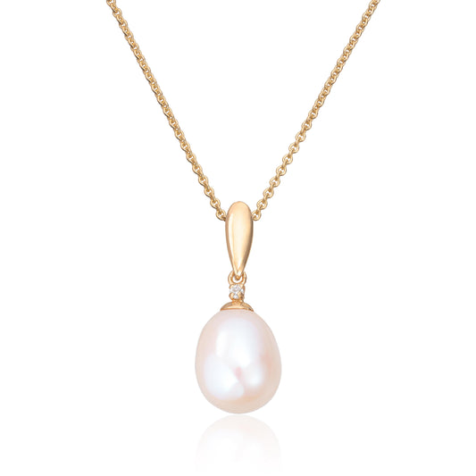 Carmen anheng i 585 gult gull med diamant og perle