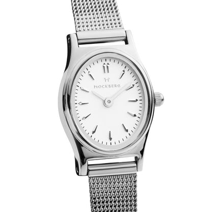 Retro Mesh Sølvfarget / Hvit 19 x 28,5 mm SKU | MB0254 - Bjerveur.noRetro Mesh Sølvfarget / Hvit 19 x 28,5 mm SKU | MB0254