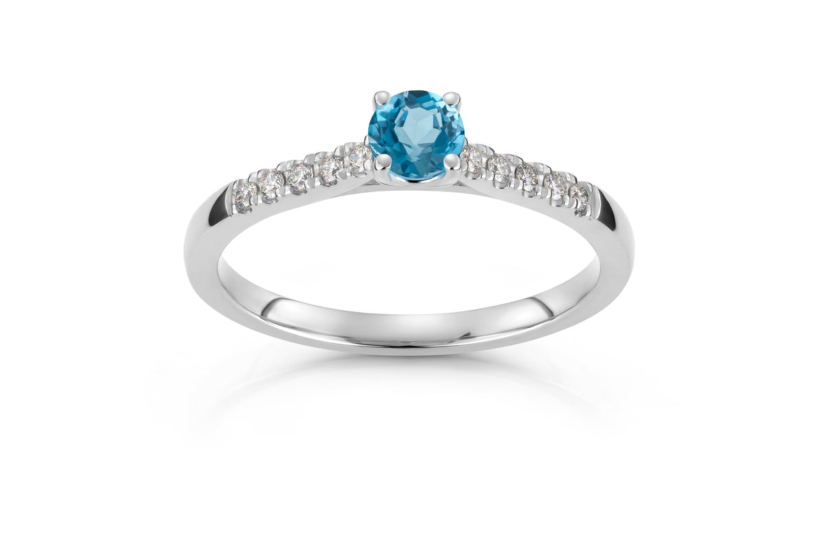 Svolder ring i 585 gull med diamanter og topas 0,13 ct, bilde 1 av 2