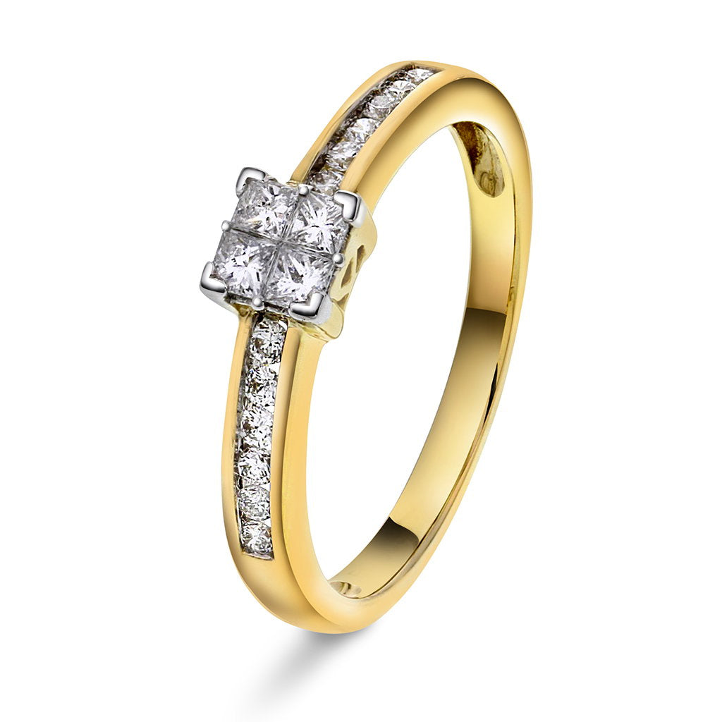 Ring i 14 karat gult gull med diamant 0,33 ct, bilde 1 av 4