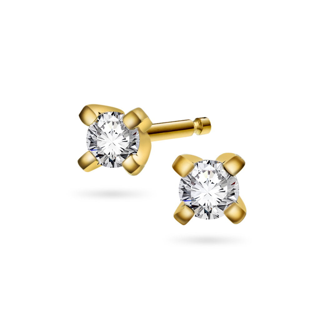 Polaris øredobber i 14 karat gult gull med diamant 0,20 ct