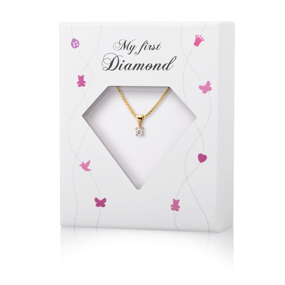 Min Første Diamant anheng i 585 gult gull med diamant 0,05 ct, bilde 2 av 2