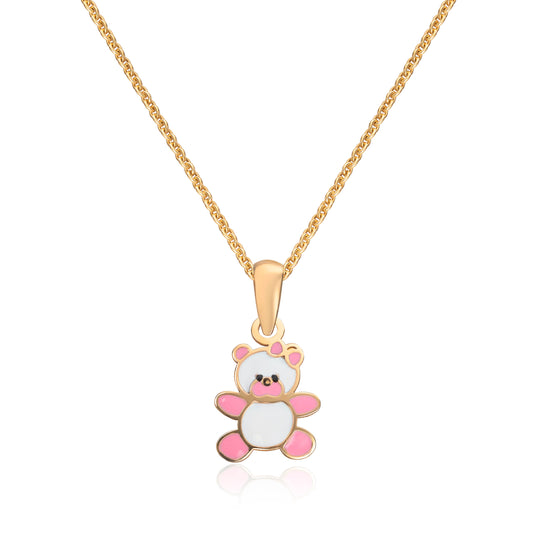 Gullungen anheng i 585 gult gull, rosa bamse 8,38 mm