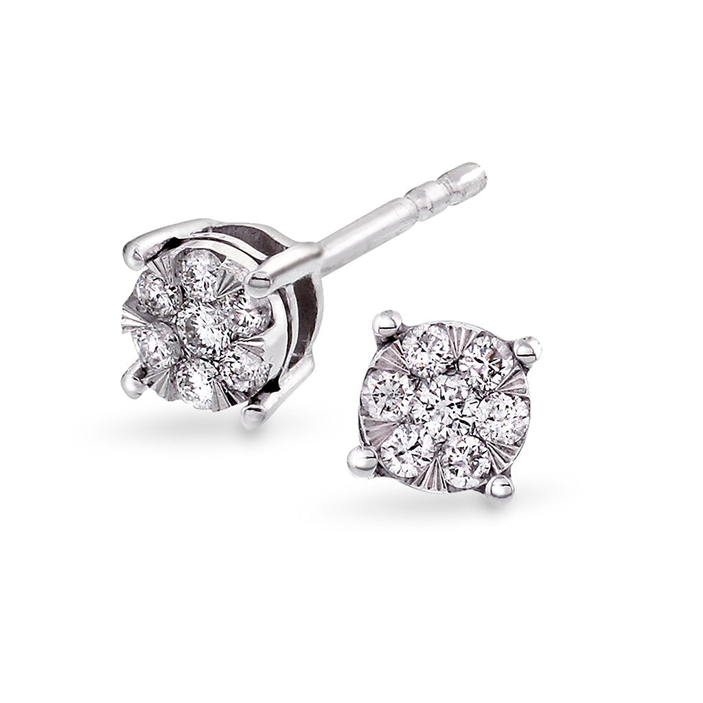 Øredobber i hvitt gull med diamant 4 mm, bilde 1 av 4
