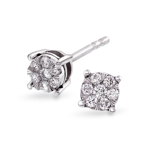 Øredobber i hvitt gull med diamant 4 mm, bilde 1 av 4