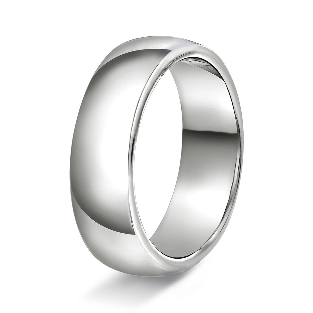 Ring i 14 karat hvitt gull, hvelvet/flat, polert, bilde 5 av 6