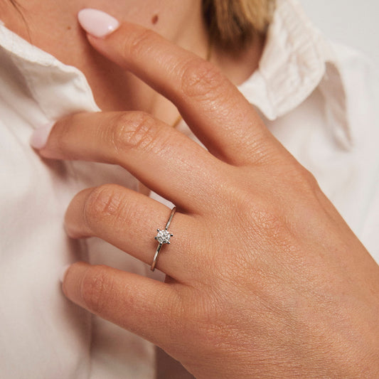 Vida enstens ring i 585 hvitt gull med diamant 0,20 ct, bilde 2 av 3