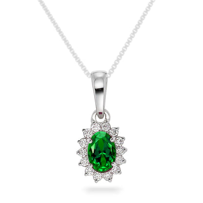 Anheng i 14 karat hvitt gull med smaragd og diamant 0,14 ct, bilde 1 av 4