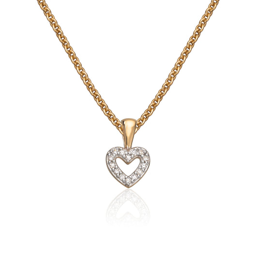 Carmen anheng i 585 gult gull med diamant, hjerte 5,3 x 8,5 mm