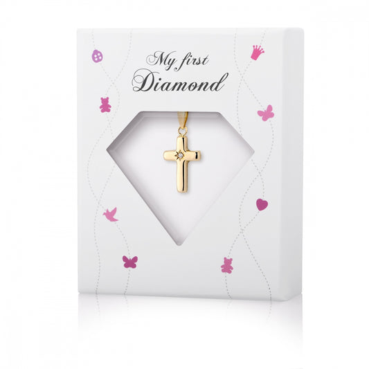 Min Første Diamant anheng i gull med diamant, kors, bilde 2 av 2