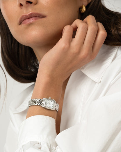 Classic Square Stål / Hvit 18x19mm SKU | MO335 - Bjerveur.noClassic Square Stål / Hvit 18x19mm SKU | MO335