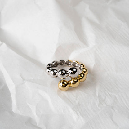 Studio Axis ring i 925 sølv, tofarget med kuler, 3,9 mm, bilde 3 av 5