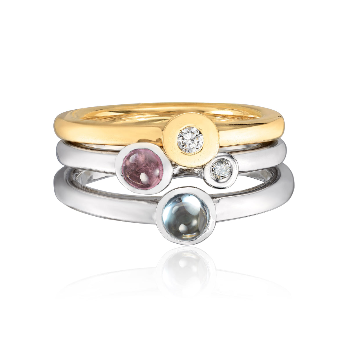 Visholm Design ring i rhodinert 585 hvitt gull med topas, bilde 2 av 2