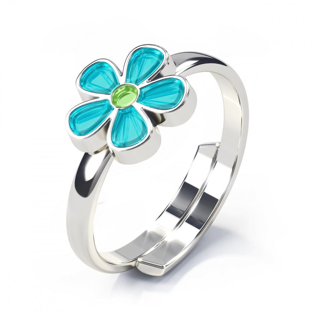 Ring i sølv med blomst i glassemalje, bilde 7 av 8