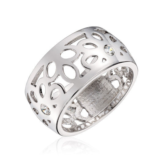 Visholm Design ring i 585 hvitt gull med diamant, 11 mm