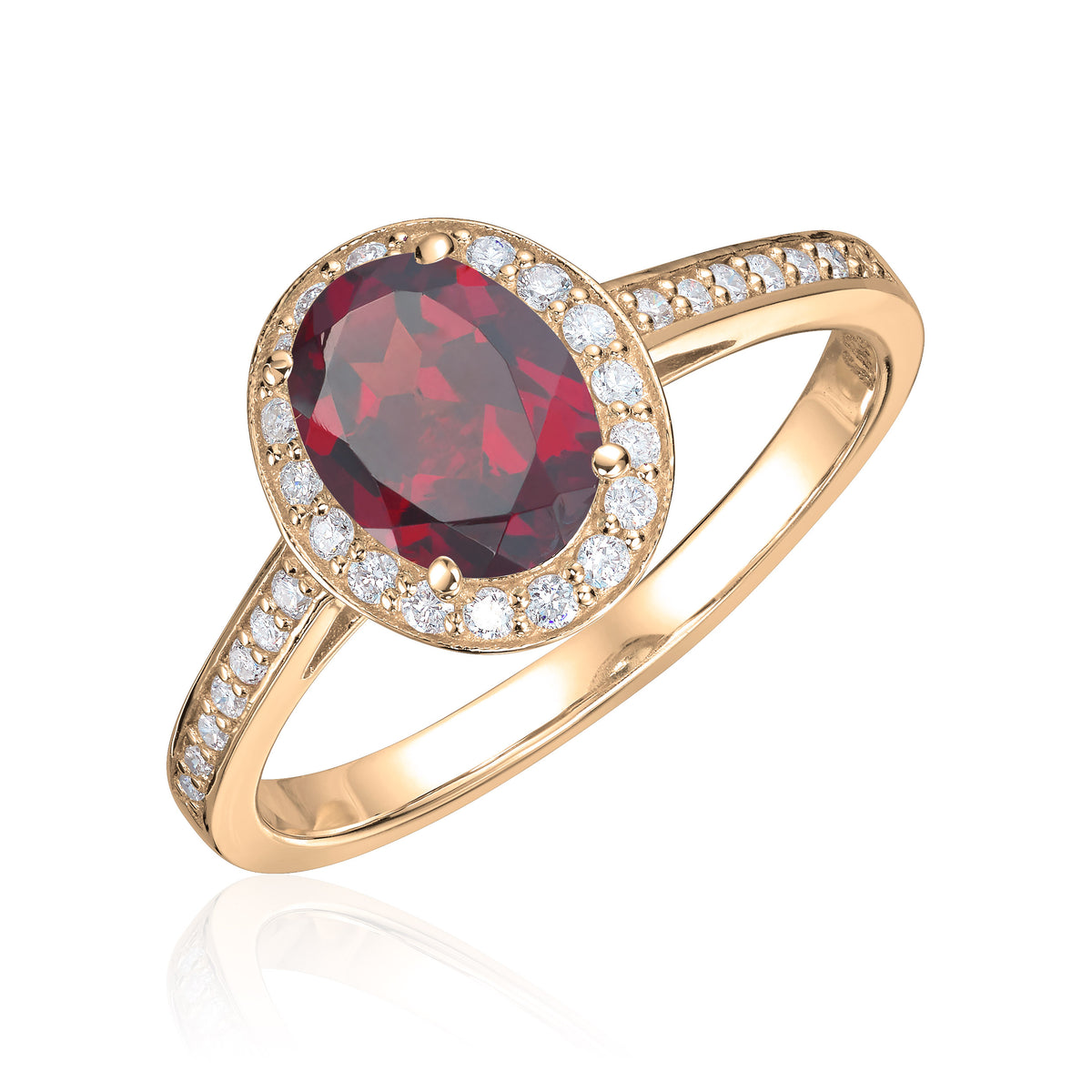 Carmen ring Capri i 585 gult gull med diamant og granat