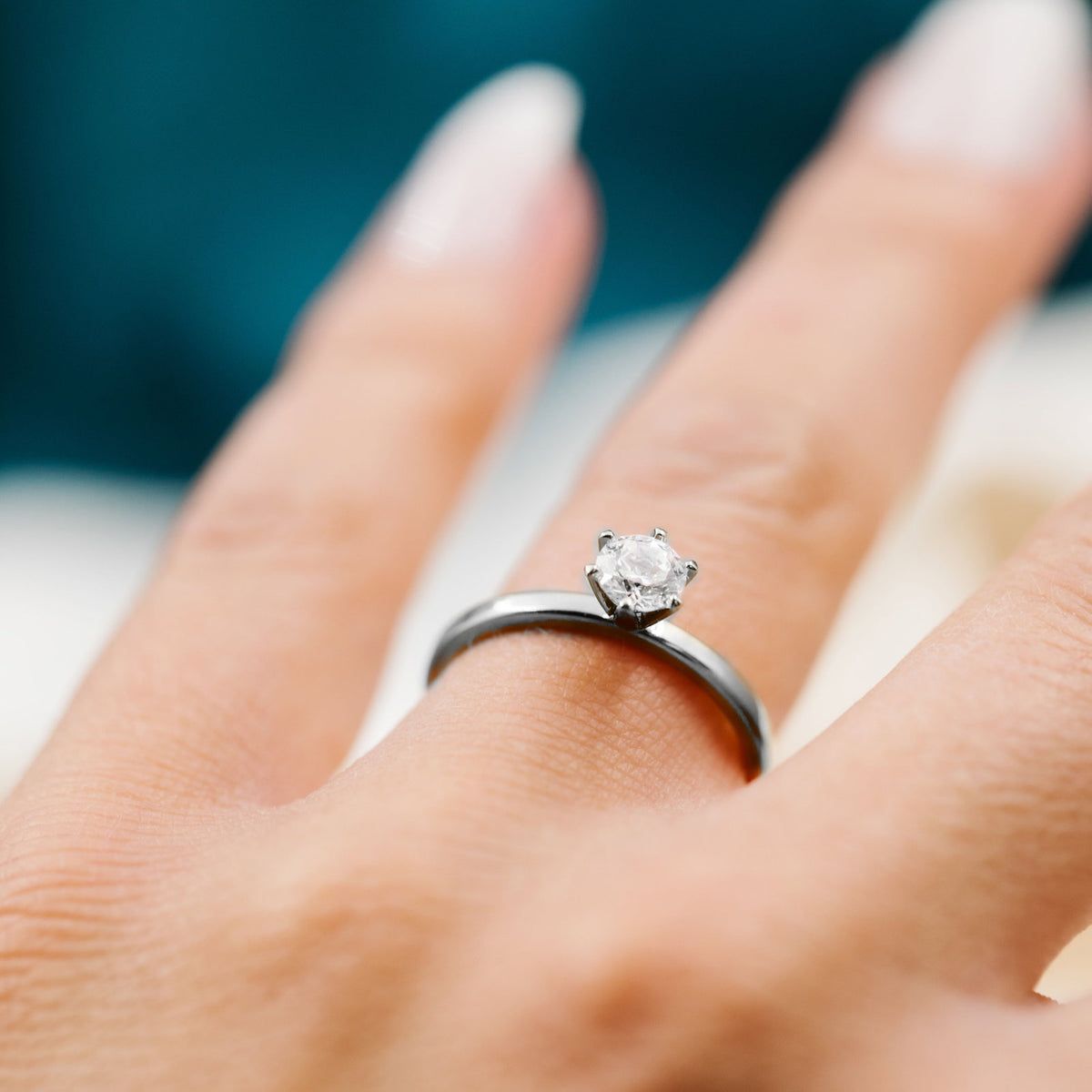 Gems ring i 14 karat hvitt gull med labdiamant 0,50 ct, bilde 3 av 5