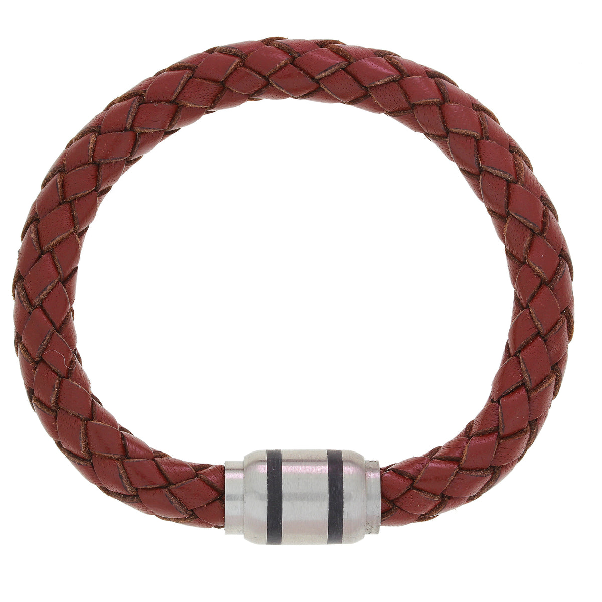 Sander armbånd i stål med skinn 8 mm, 21 cm