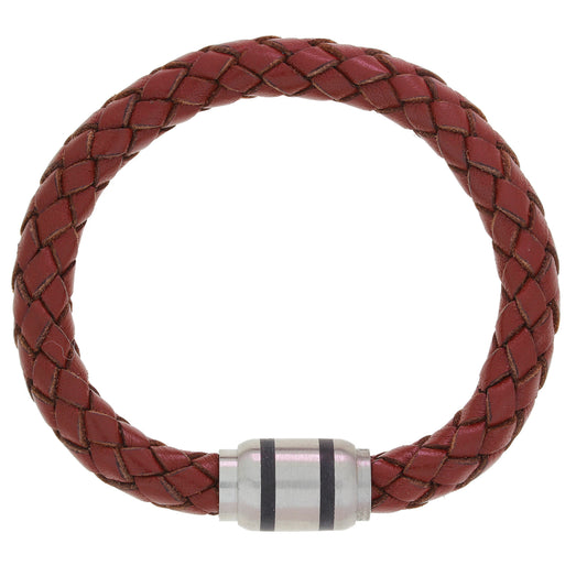 Sander armbånd i stål med skinn 8 mm, 21 cm