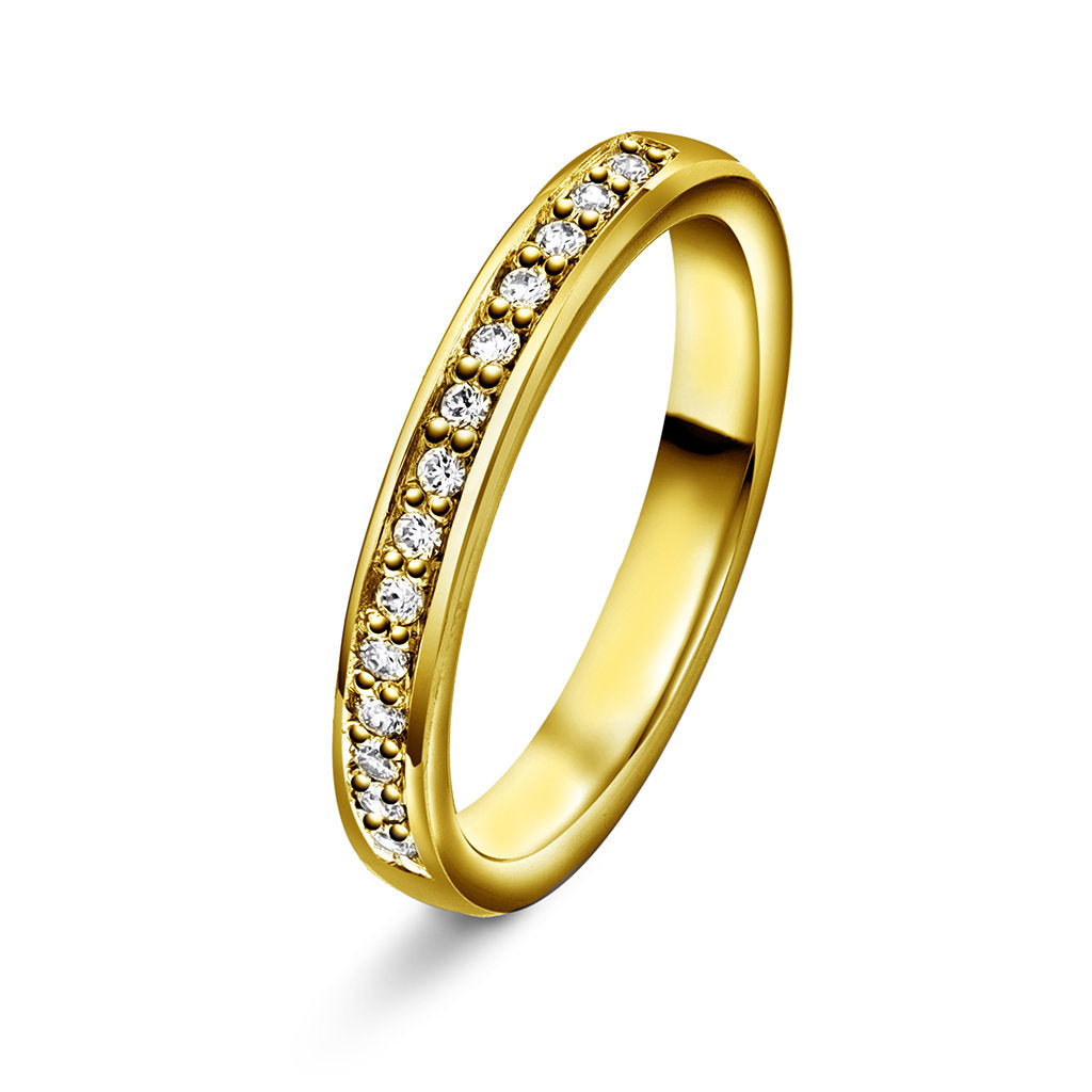 Forever giftering i 14 karat gull med diamant 0,14 ct, 3 mm, bilde 1 av 2