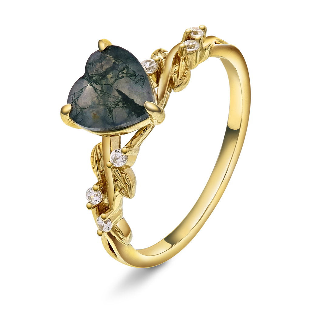 Glow Lana ring i forgylt 925 sølv med moss agat, bilde 1 av 4
