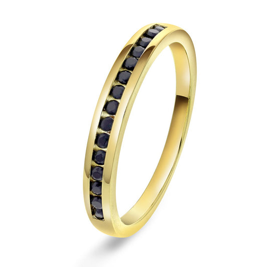 Madrid ring i forgylt sølv med sort zirkonia, 3 mm, bilde 1 av 4