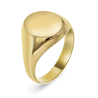Ring i 14 karat gult gull, liten signet 12 mm x 14 mm, bilde 1 av 4