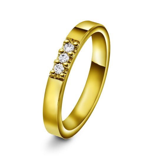 Forever giftering i 585 gull med diamant 0,09 ct, innvendig buet, 3 mm, bilde 1 av 2