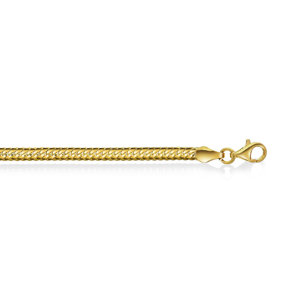 Halskjede i forgylt 925 sølv, oval panser 3,3 mm, 45+5 cm