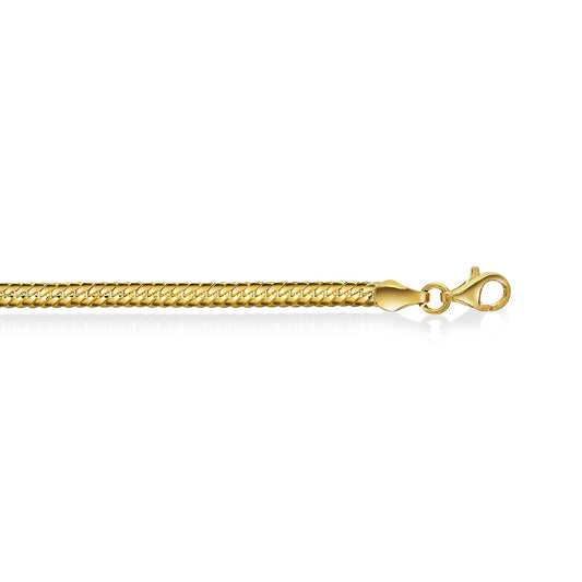Halskjede i forgylt 925 sølv, oval panser 3,3 mm, 45+5 cm
