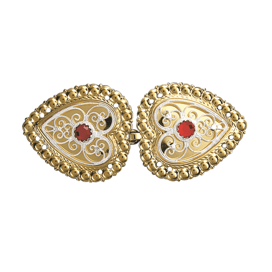 Capespenne med raud stein, forgylt/kvit 003507 - Bjerveur.noCapespenne med raud stein, forgylt/kvit 003507