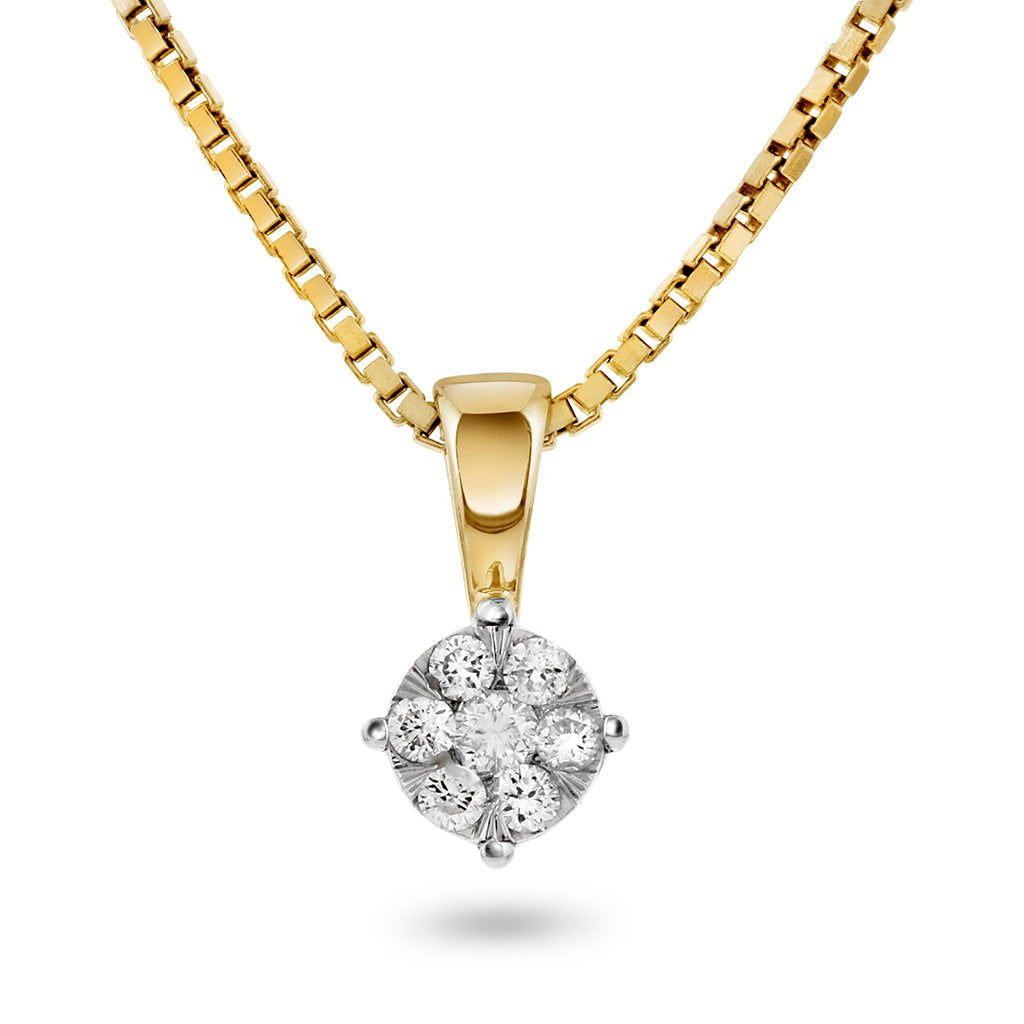 Smykke i 585 gult gull med diamanter 0,12 ct, 45 cm, bilde 1 av 4