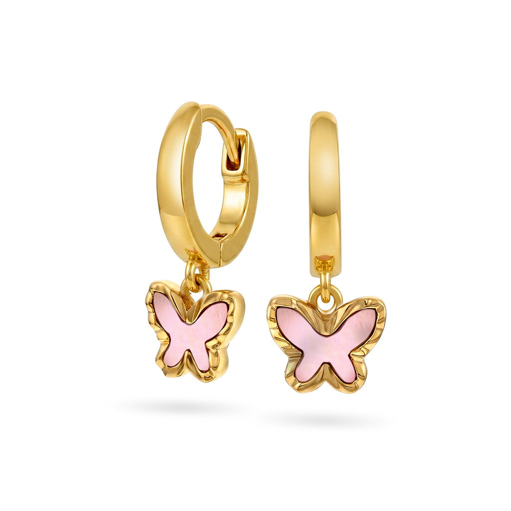 Sommerfugl øredobber i forgylt 925 sølv med perlemor, bilde 1 av 2