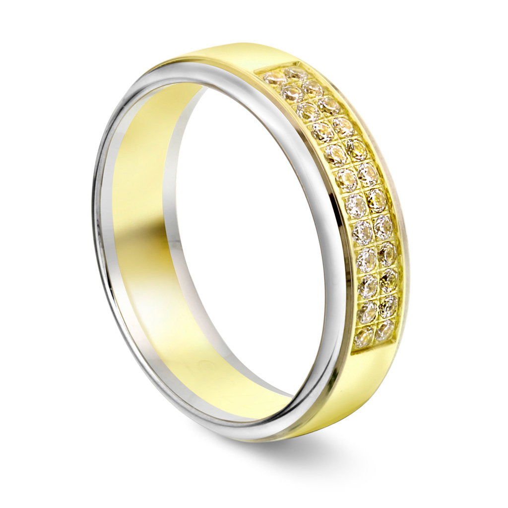 Moments giftering i gult gull med diamanter, tofarget 5,5 mm