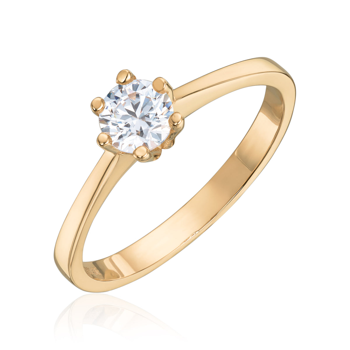 Ring i 585 gult gull med syntetisk cubic zirkonia