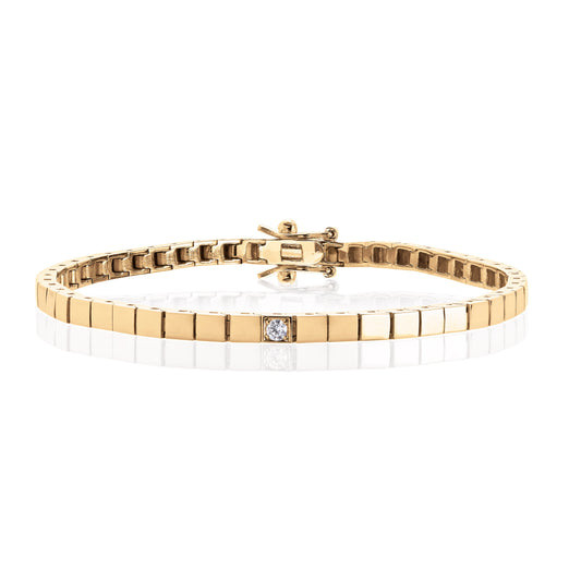 Armbånd i 585 gult gull med diamant 3,5 mm, 19 cm