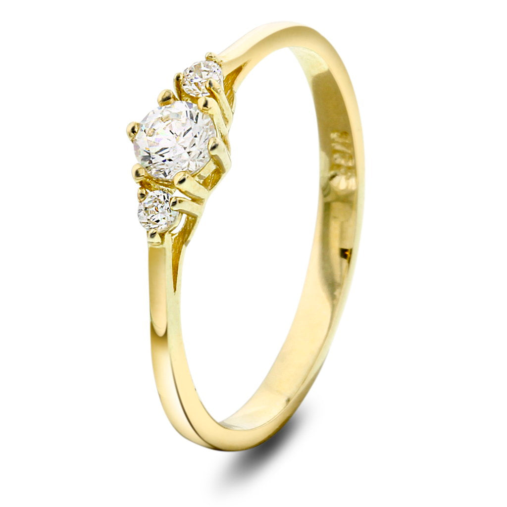 Ring i 585 gult gull med zirkonia, bredde 9 mm, bilde 1 av 4