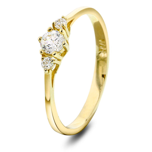 Ring i 585 gult gull med zirkonia, bredde 9 mm, bilde 1 av 4