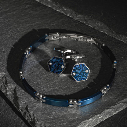 Armbånd i stål med blå finish, 6,2 mm, 21,5 cm, bilde 4 av 4