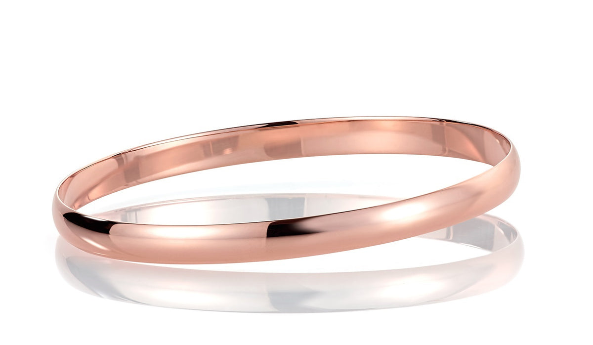 Armring i 585 rosé gull, buet profil, 6 mm, størrelse 62